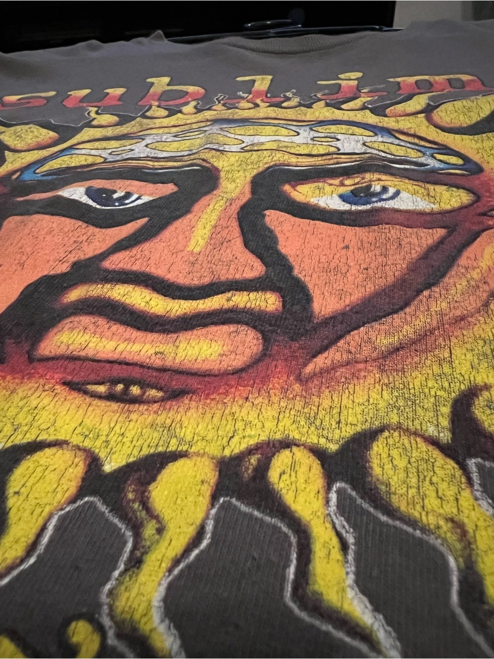 Sublime Long Beach Sun Graphic Tee - Charcoal with Yellow & Red Print - Picture 5 of 6